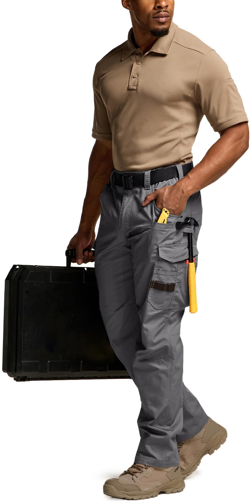 CQR Men's Quick Dry Work Pants, Water Resistant Outdoor Tactical Pants, Lightweight Stretch Cargo Hiking Pants — view 4