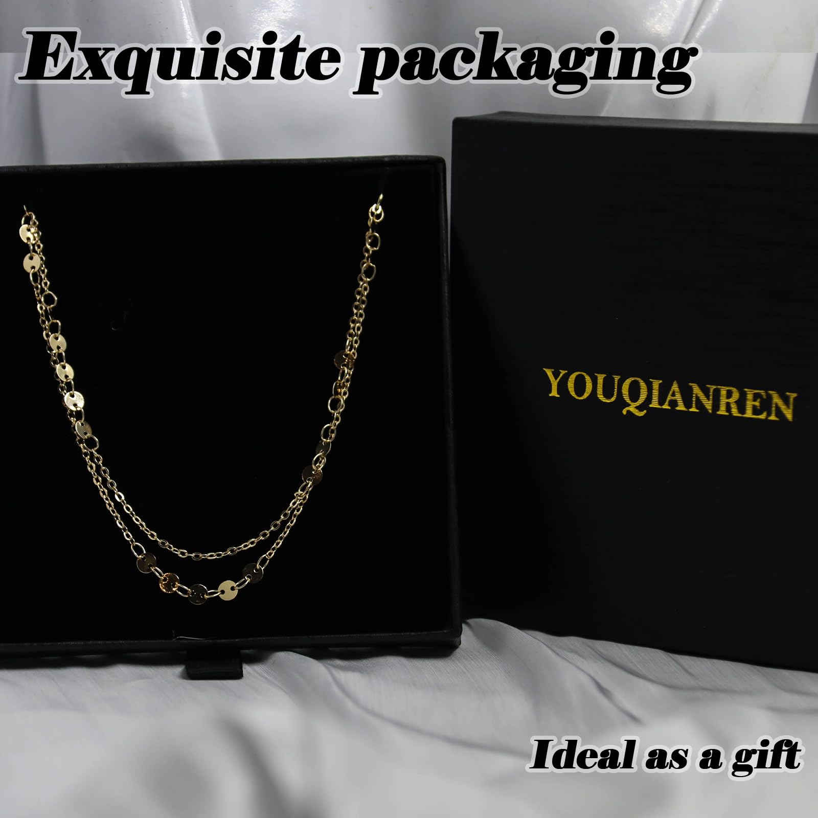 Tobillera para mujer – Encantadoras tobilleras doradas para mujer, diseño impermeable para uso diario y en la playa, regalo adorable con joyero de lujo, Plata, Ámbar 4