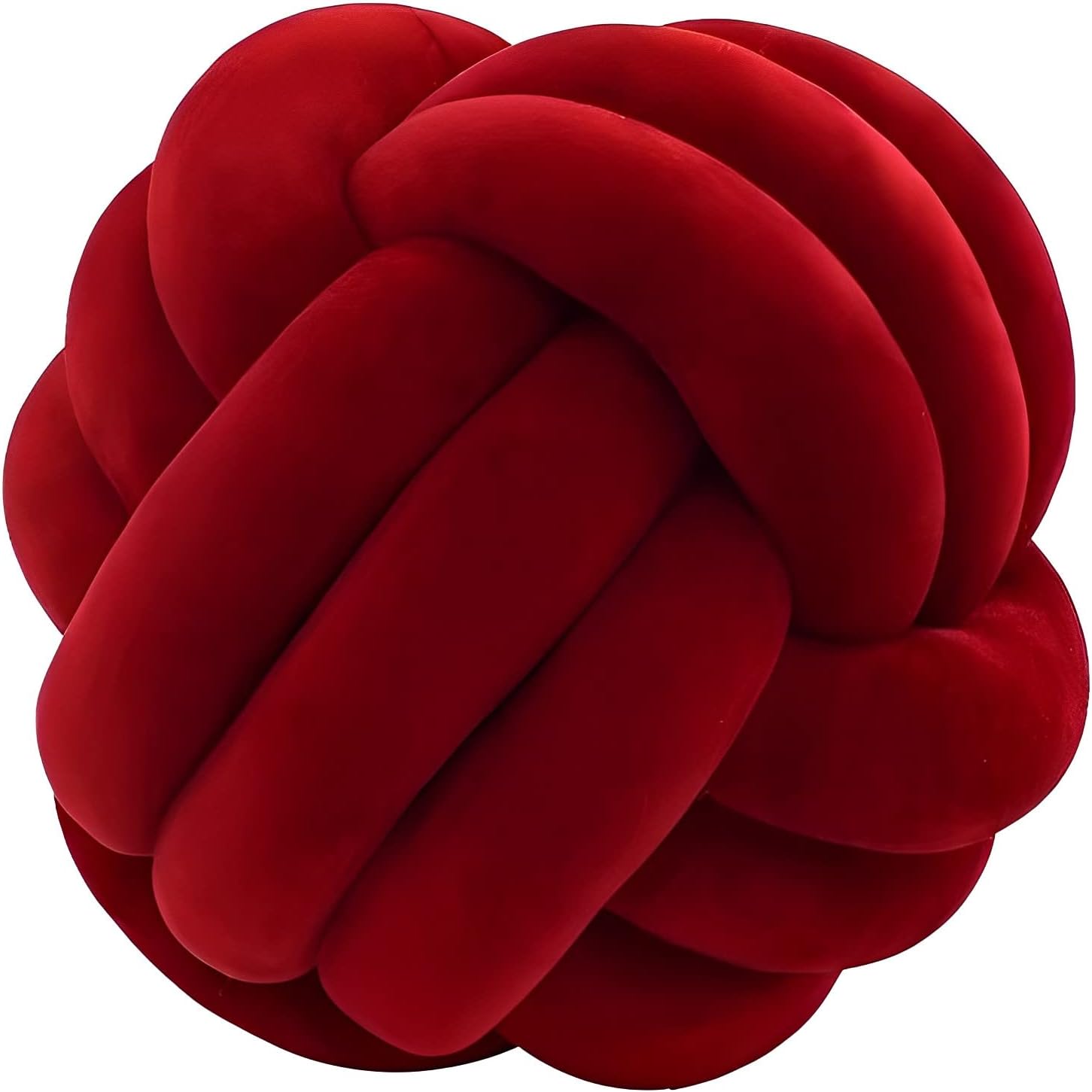 Knot Ball Pillows, Round Throw Pillow Cushion Home Decoration Soft Plush Pillow, Throw Knotted Ball Pillow Handmade Children Room Decoration Round Plush Toy Pillow (Dark Red,8.5"/22cm) Dark Red 8.5"/22cm