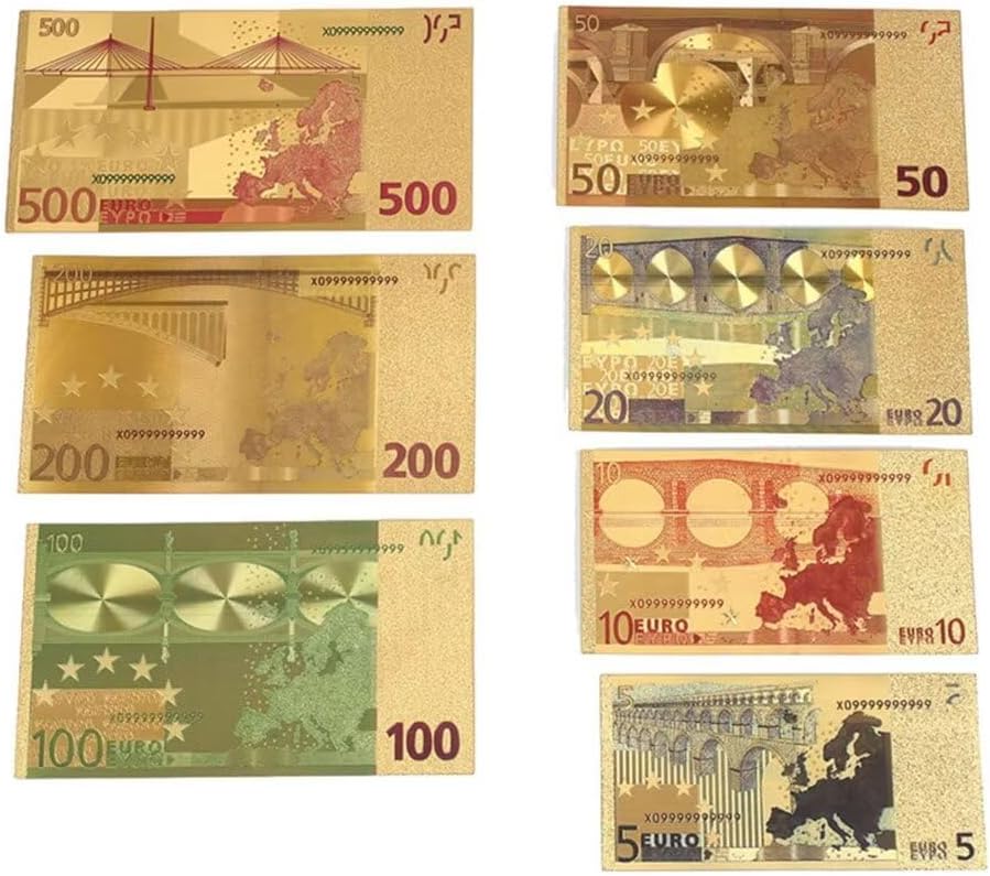 7PCS 24k Gold Euro Bills Set Money, Souvenir Banknote 5/10/20/50/100/200/500 Euro Bill, Set of Gold Commemorative Bills with Gold Foil - Image 10