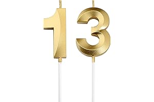 Ravishing 13th Birthday Candles, Endearing Gold Number 13 Cake Topper for Unforgettable...