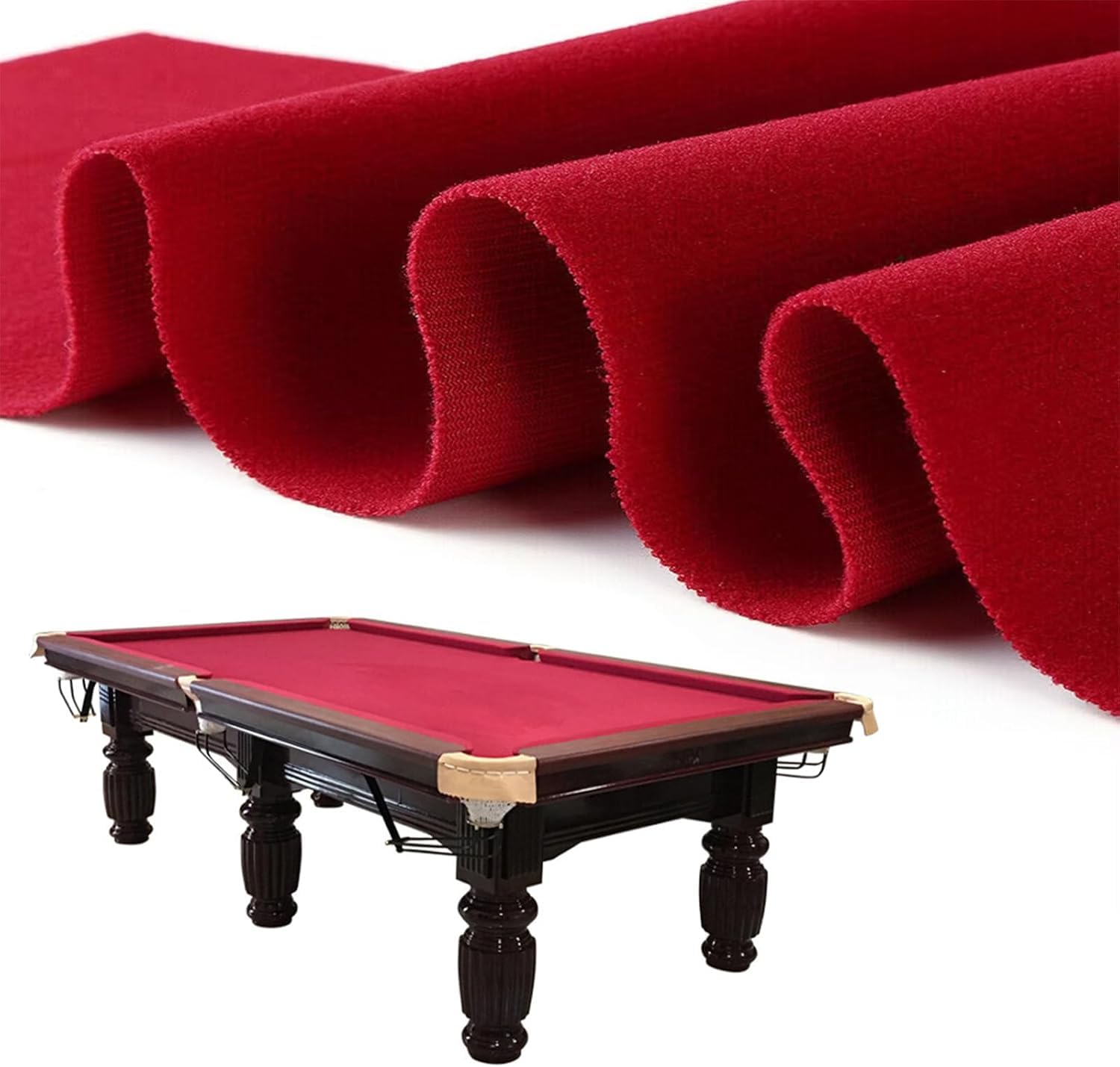 Tapis de billard haute vitesse rouge prédécoupé pour table 7 pieds