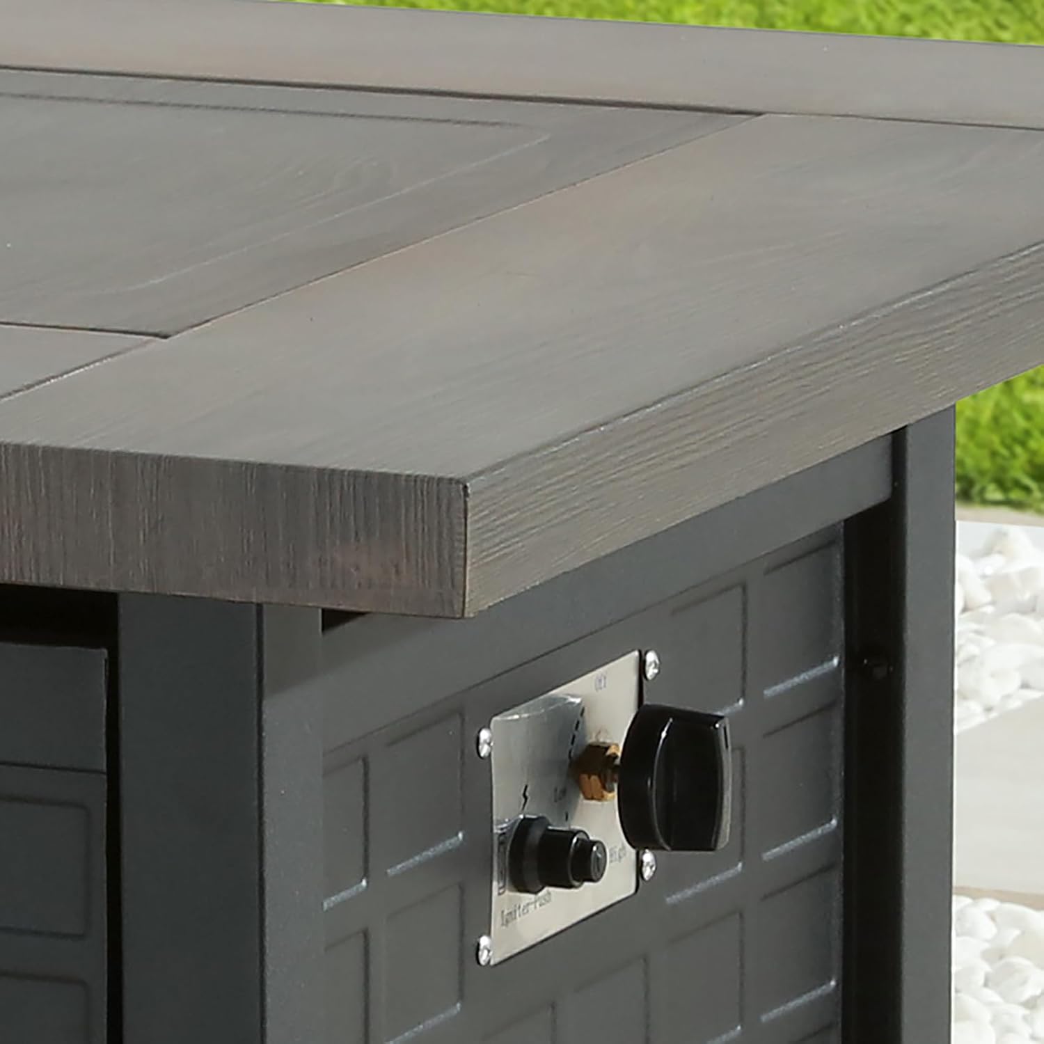 Patio Fire Pit Table Metal 33.9" Outdoor Square Dining Table with Galvanized Steel Frame