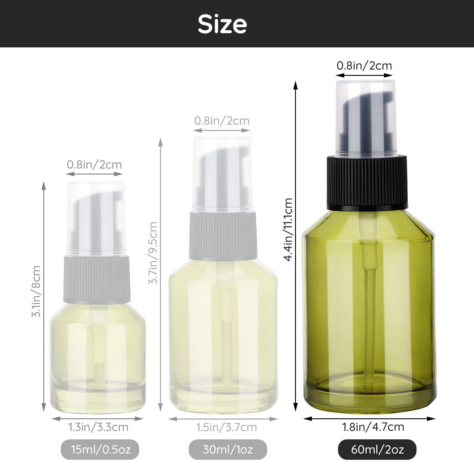Segbeauty 12 contenitori da viaggio in vetro da 56,7 g, ricaricabili, piccoli contenitori da viaggio per creme, mini flaconi vuoti per lozioni da 60 ml con erogatore a pompa, contenitori per cosmetici