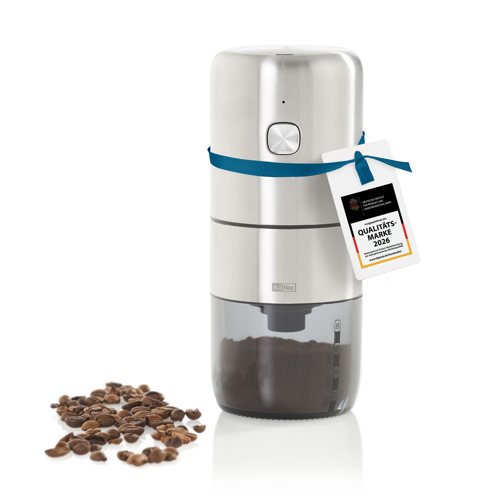 AdHoc i.Mill Design Kaffeemühle, elektrisch & wiederaufladbar | CeraCutXL® Keramikmahlwerk, USB-C, SilentDrive und stufenlose Mahlgradeinstellung