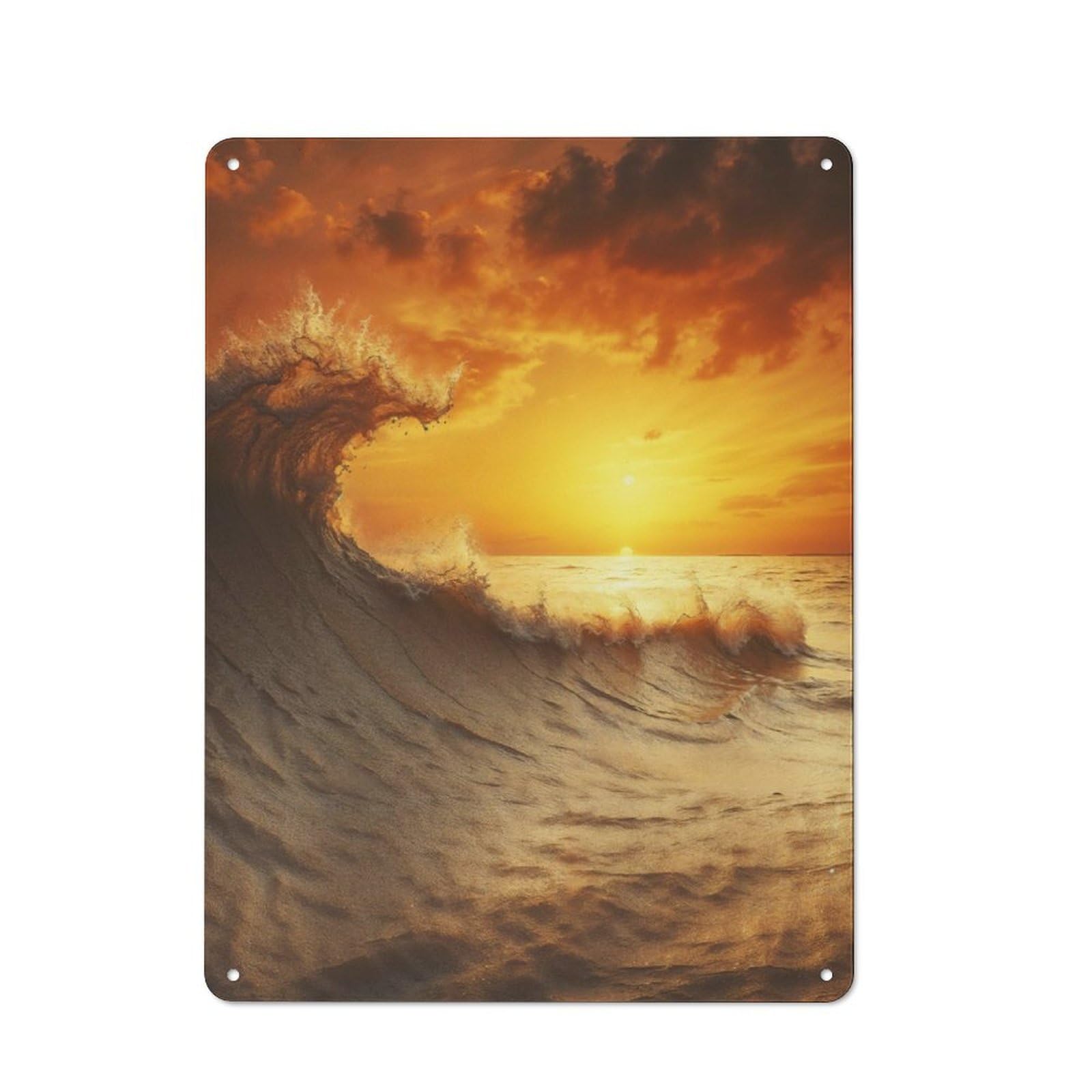 Junmoney Crashing Wave At Sunset For Garden Room Or Summerhouse, Retro Metal Sign 40X30cm, For Metal Sign Collectors, For Vintage Wall Decor Fans