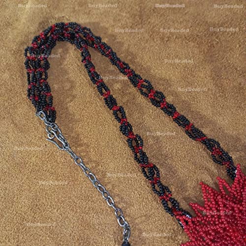 Long Beaded Necklace – Boho Native Handmade Seed Bead Tassel Necklace, Bohemian Large Statement Beaded Necklace for Women and Girls (craftscorner-va1)4
