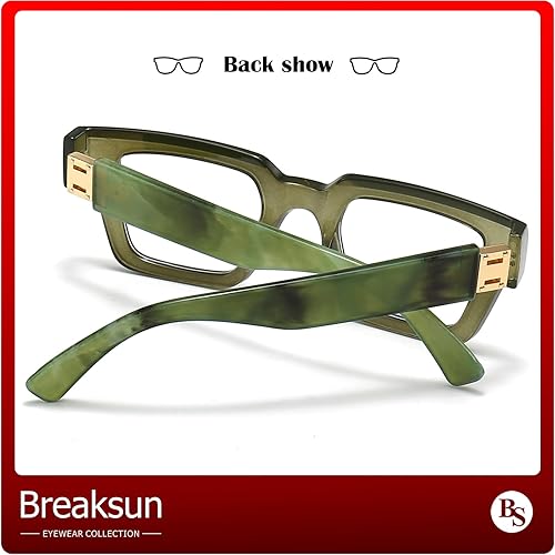 Miniatura 5 de Breaksun Gafas cuadradas de moda para mujeres y hombres, lentes de bloqueo de luz azul, gafas negras con marco grueso, gafas de computadora