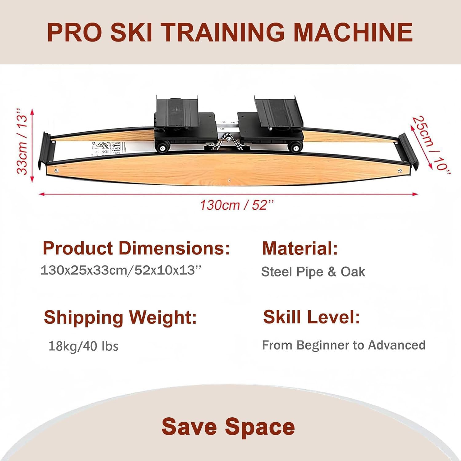 Máquina de esquí para Interiores, Máquina de esquí simulada for Interiores, elíptica 3D, Capacidad 150 kg, for Entrenamiento Cintura, Abdomen y piernas, Fuerza ​​Equilibrio