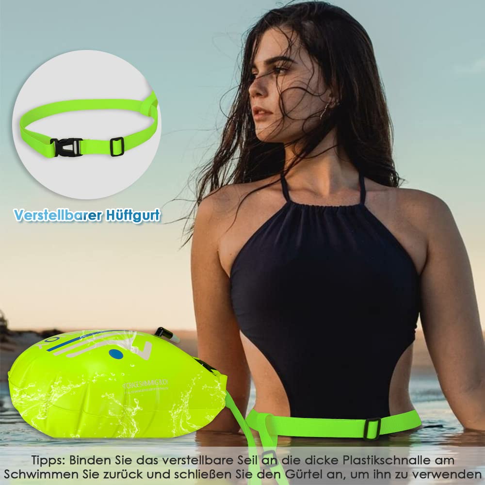 Eyein Schwimmboje, 20L Sicherheit Schwimmen Boje wasserdicht Dry Bag Storage Bag mit verstellbarem Gürtel für Bubble Kajakfahren Open Water Sicherheit Schwimmen Training Triathlon Schnorcheln