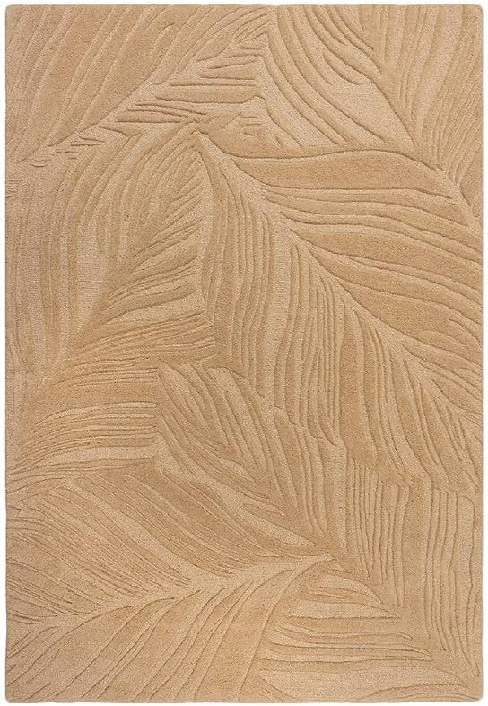 Hand Tufted 100% Wool Modern Leaf Pattern with Cotton Backing Soft & Durable, Rugs for Living Room, Bedroom, Nursery & Home Decor (Beige, 10x10 Square)