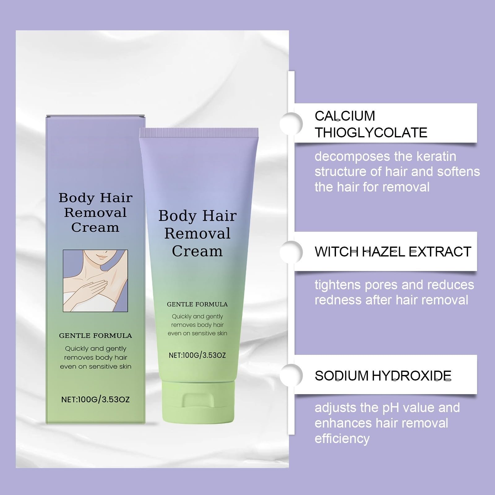 Hair Removal Cream, Soft Hair Removal Cream, crema depilatoria per il corpo, | Crema depilatoria corpo formula delicata con aloe vera per depilazione rapida senza irritazione sulle gambe ascelle braccia