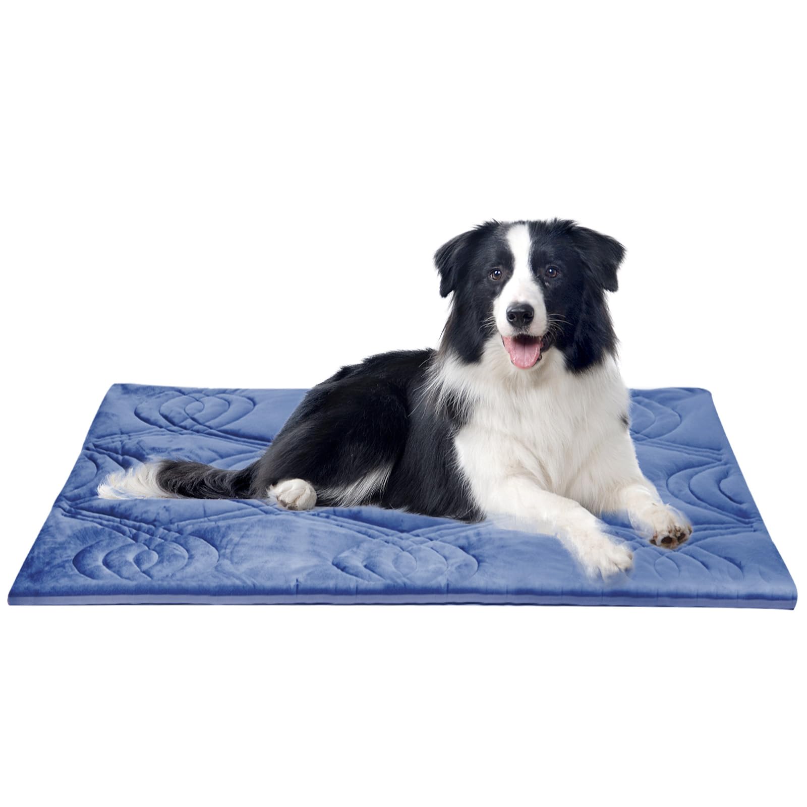 Thirdream Iced 2.0 Dog Self-Cooling Mat for Large Dog, 48"x28", Washable Summer Pet Cooling Pad for Crate Bed Kennels Sofa Floors Outdoor Portable Skipper Blue