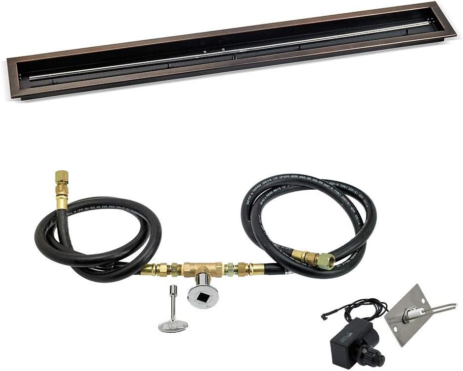 60"x 6" Linear Channel Oil Rubbed Bronze Drop-in Pan with Spark Ignition Kit - Natural Gas