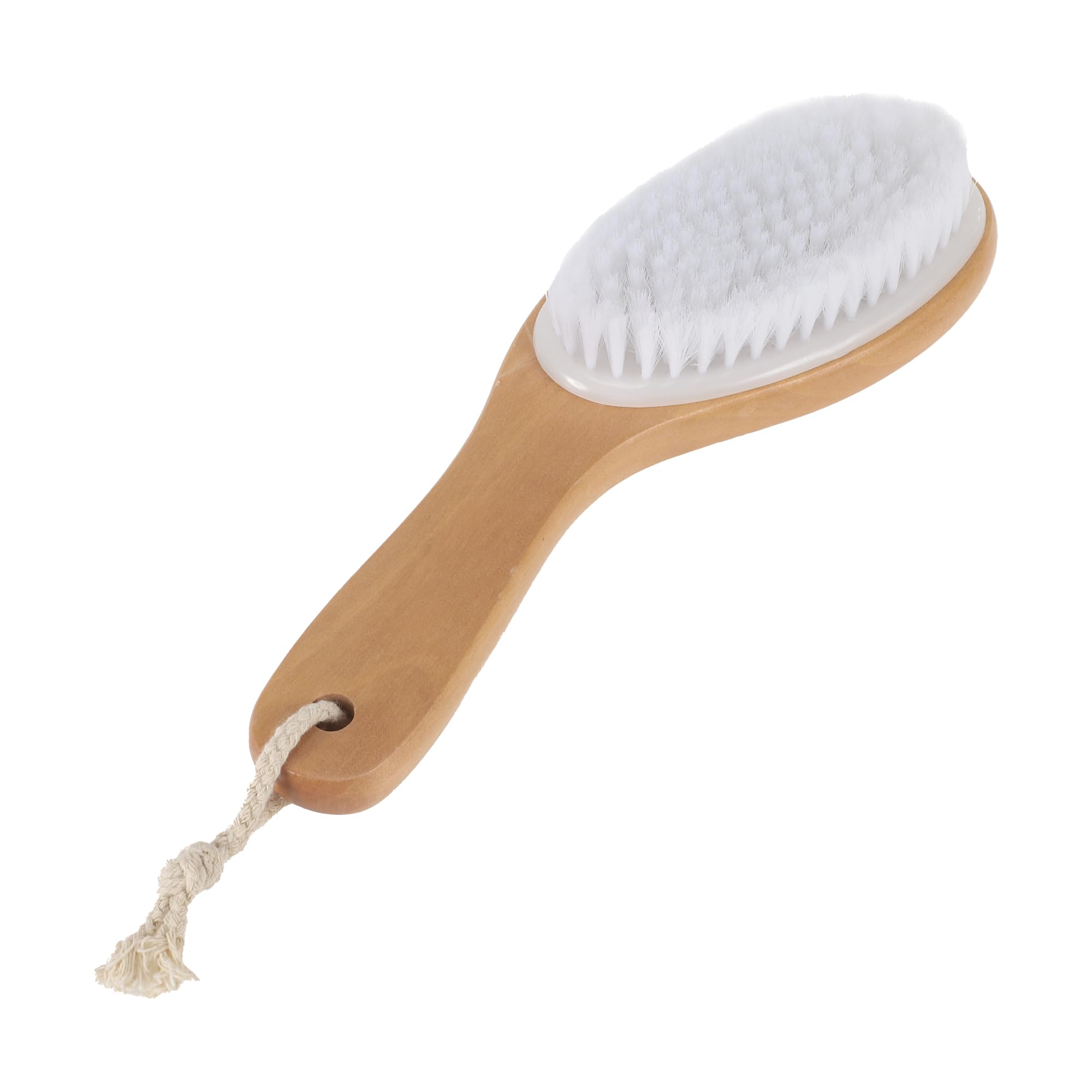 VOCOSTE Curved Handle Bath Brush Short Body Scrubber for Bath 9.84" Length White 1 Pc