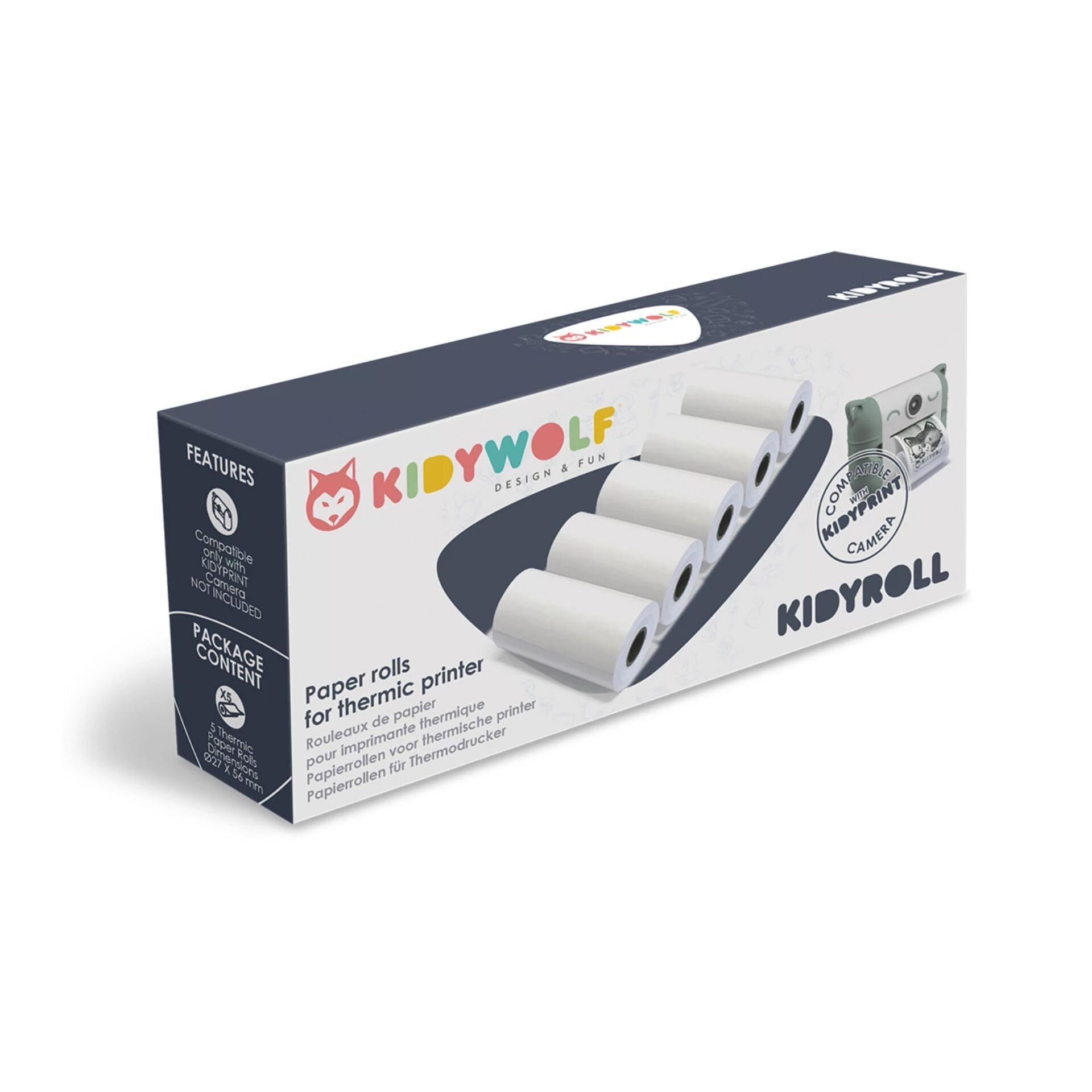 KIDYWOLF - Normalpapier zu Sofortbildkamera 5 Rollen