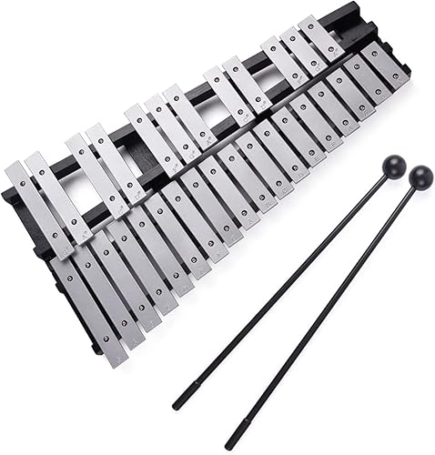 Btuty Glockenspiel plegable con marco de madera de xilófono de 30 notas, barras de aluminio, percusión educativa, instrumento musical, regalo