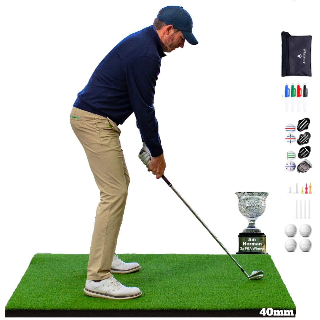 5×4 Golf Hitting Mat, Non-Slip Hitting Mat, 31mm, 36mm, 40mm Thick, PGA Pro Trusted Indoor & Outdoor Golf Practice Mat with Training Kit