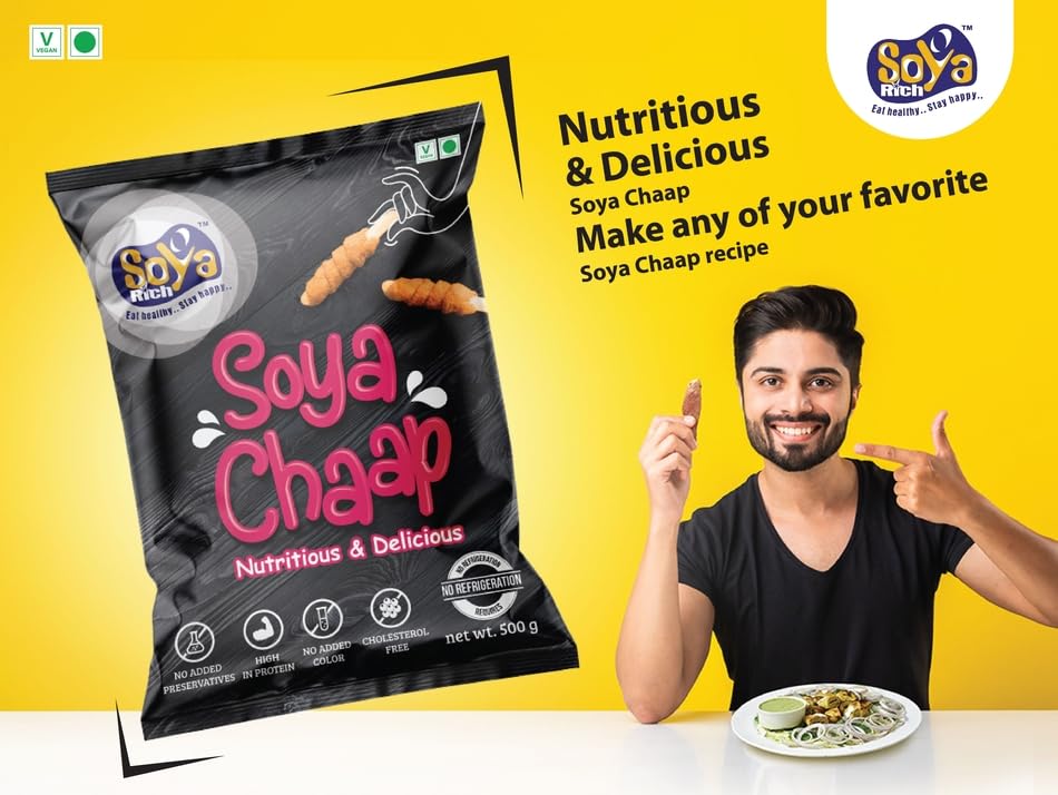 Image of Soyarich - SOYA Chaap (Pack of 2) Net Chaap Weight 1000 GM Fresh Chaap Inside.
