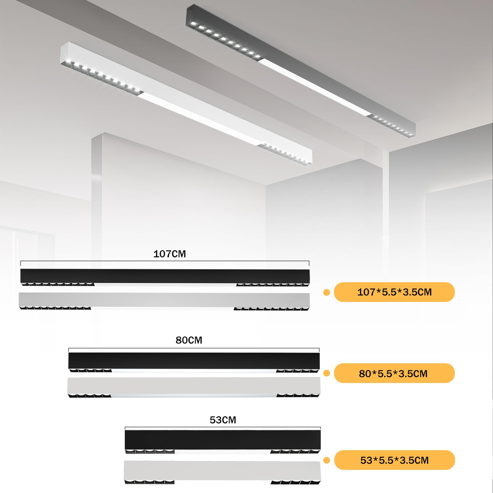 Glitzerlife LED 107cm Czarny Panel Oświetlenie Sufitowe do Salonu i | Sypialni 32W Moderne Wydajne Zdalne Zmienne Światło Idealne dla Małych