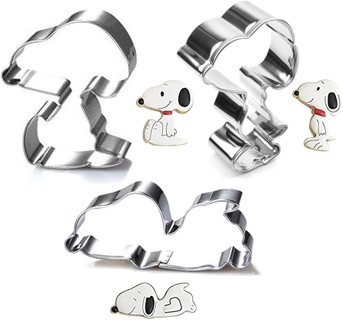 3 Pcs Cookie Cutter Set for Snoopy Shape - Stainless Steel