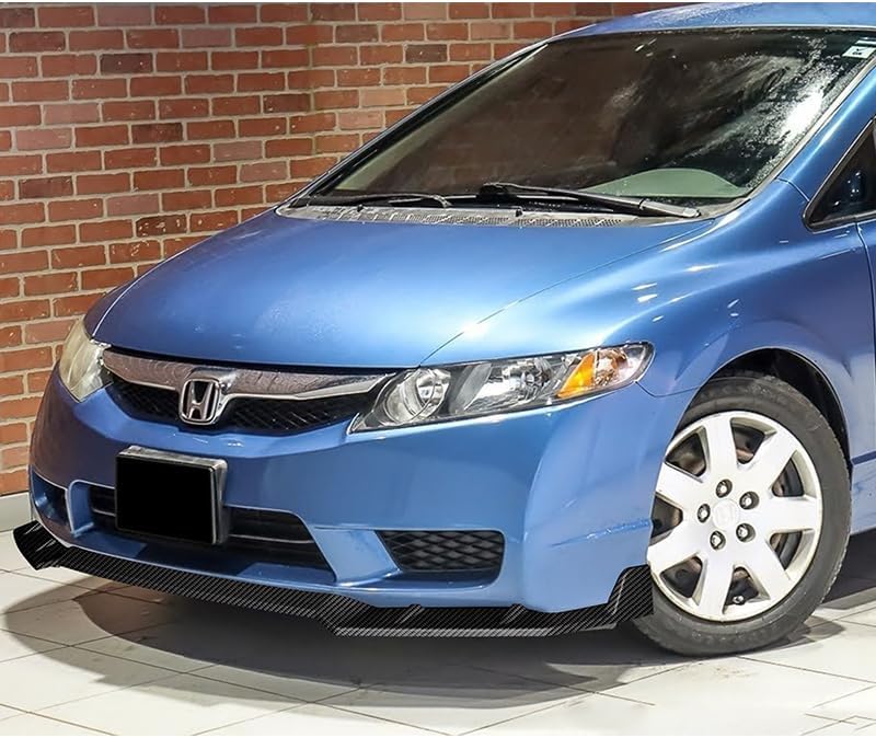 3 Pieces Front Bumper Lip Spoiler Splitter Side Body Kit Trim Protection Compatible with 2009-2011 Honda Civic 4DR Sedan, 2010 (Painted Carbon Style)