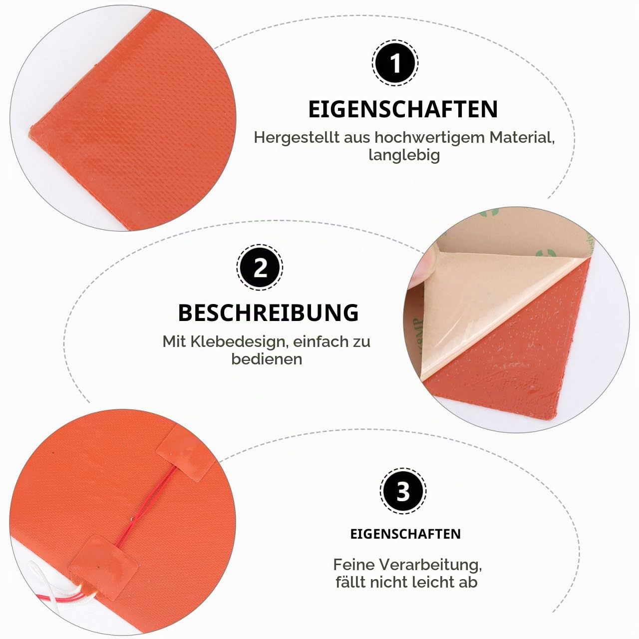 Hemobllo 3D Drucker Heizbett 200W 20X20Cm Silikon Heizmatte Mit Selbstklebender Rückseite Für Schnellere Aufheizzeit Und Hohe Isolationsleistung