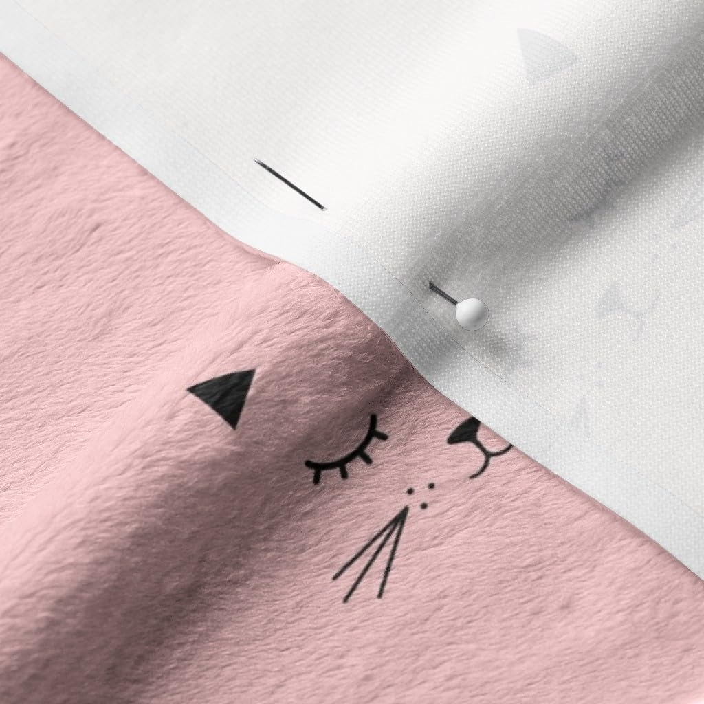 Spoonflower Fabric - Cats Blush Sweet Nursery Girl Printed on Minky Fabric by The Yard - Sewing Baby Blankets Quilt Backing Plush