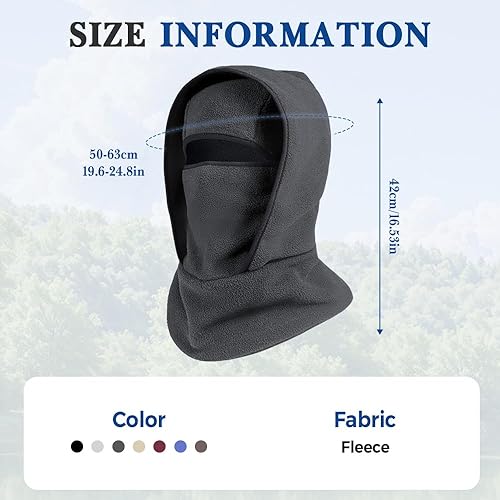 Miniatura 7 de Sombrero de invierno para exteriores con banda para el cuello integrada, máscara para ciclismo, pasamontañas de invierno, máscara de esquí, forro