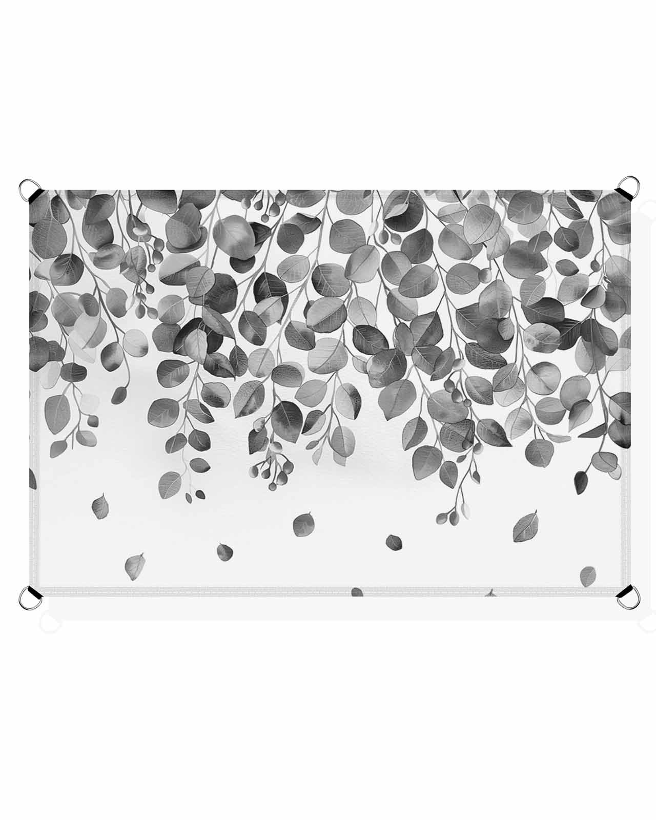 Eucalyptus Grey Sun Sail Shades Rectangle Canopy,Sunlight Block Heavy Duty Curved Backyard Shade Cover,Waterproof Sun Shades for Patios Garden Outdoor,12'x16' Watercolor Spring Botanical Leaves White