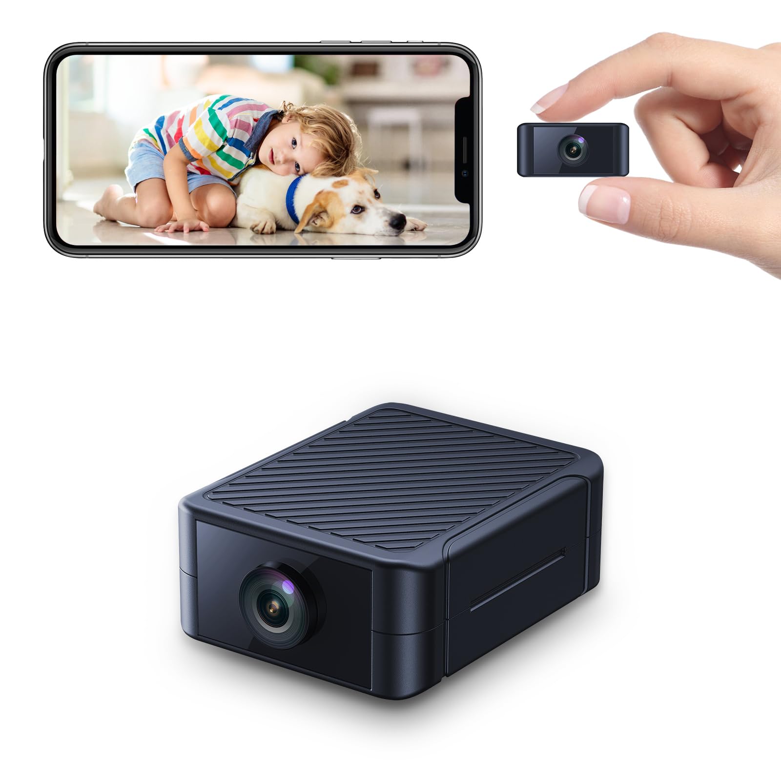 Hidden Camera 4K Spy Camera with Night Vision 4H Battery Life Motion Detection Alerts SD Cloud Storage Phone