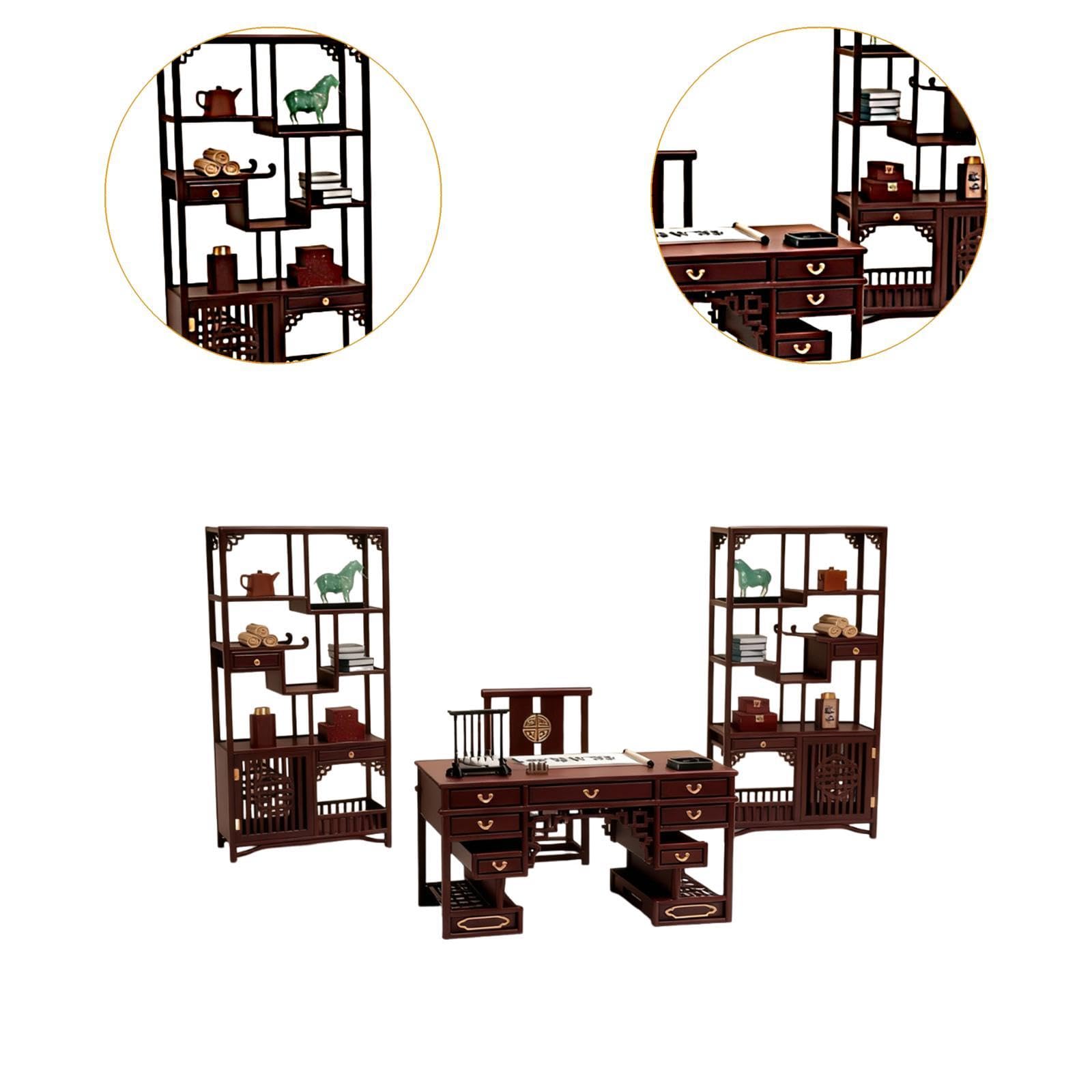 Sedia Cinese in Miniatura 1/12 Set Ufficiale di Sedie con Cappello Modello di Mobili per Casa delle Bambole Ornamento in Materiale PP Adatto per, Style D