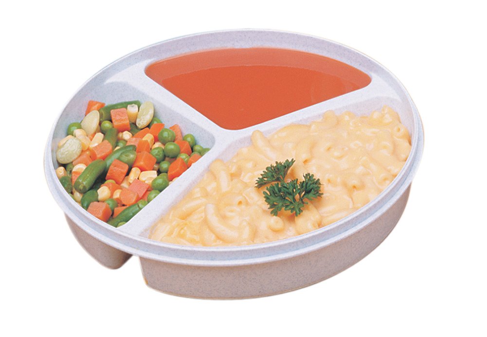 Maddak SP Ableware Sandstone Partitioned Scoop Dish with Lid