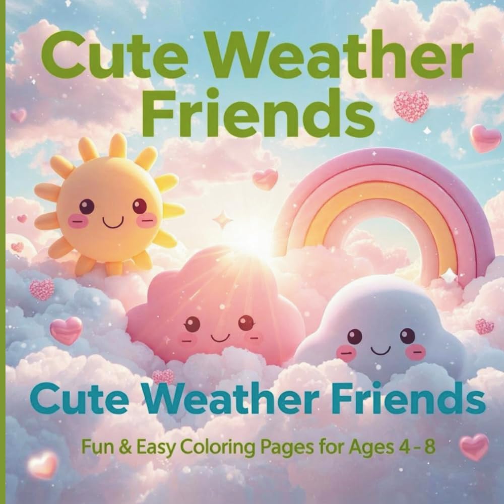 Cute Weather Friends – Coloring Book for Kids: Smiling Suns, Happy Clouds & Rainbow Adventures for Ages 3-5