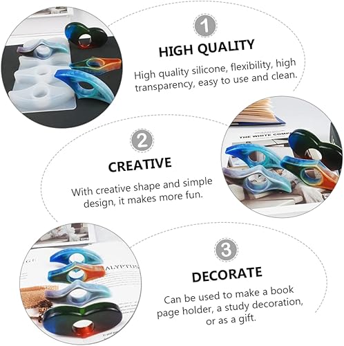 Miniatura 3 de Didiseaon Marcapáginas de resina, 1 unidad, soporte para marcapáginas, molde de resina, moldes de resina, soporte de página para anillo de pulgar,