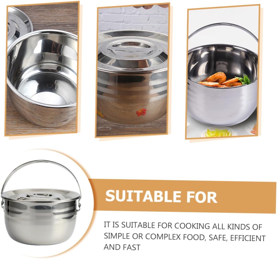 Stainless Steel Pot Cooking Pot for Camping High Heat to Use Handle Kitchen