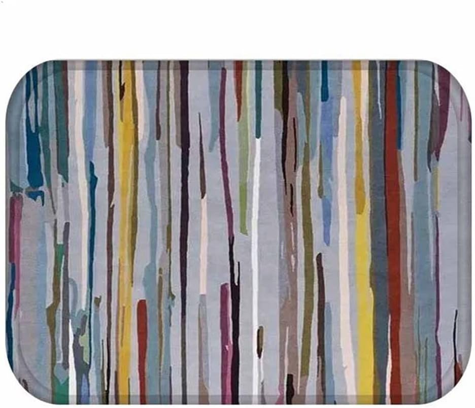 HBJWOV Striped Pattern Anti-Slip Floor Texture Carpet Door Mats Doormats Outdoor Kitchen Bathroom Living Room Mat(Black)