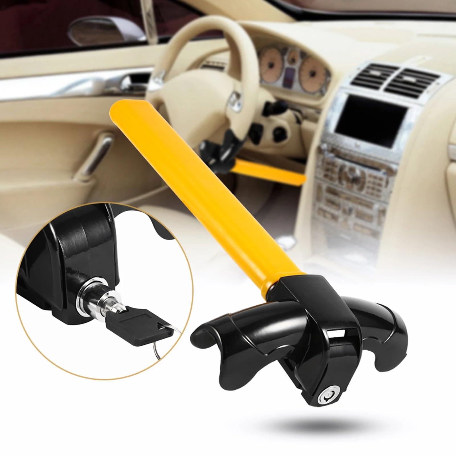 Verrou de sécurité antivol pour voiture, verrouillage rotatif pour volant, montage supérieur Bloque Volant Ceinture