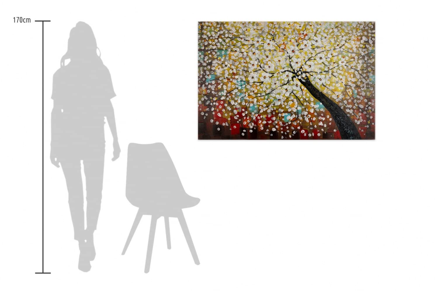 KunstLoft Leinwandbild | 100% HANDGEMALT | 120x80cm | Gemälde 'Zauber im Baumwipfel' | Wald & Bäume | Bunt | Wandbild Wohnzimmer