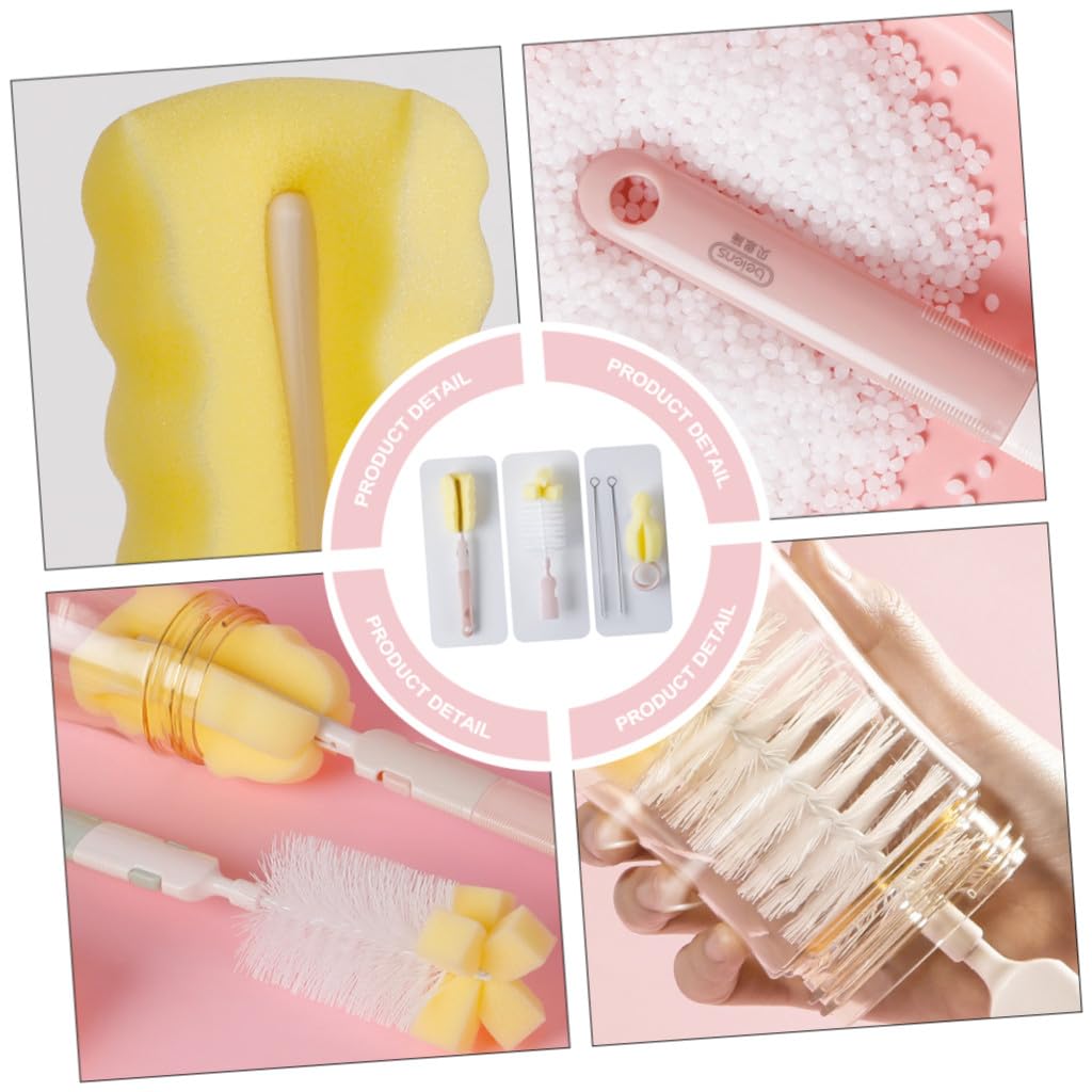 Healeved 3juegos Cepillo De Limpieza para Biberones Mango y Cepillo para Sorbete De Diseño Ergonómico para Botellas Altas y Estrechas