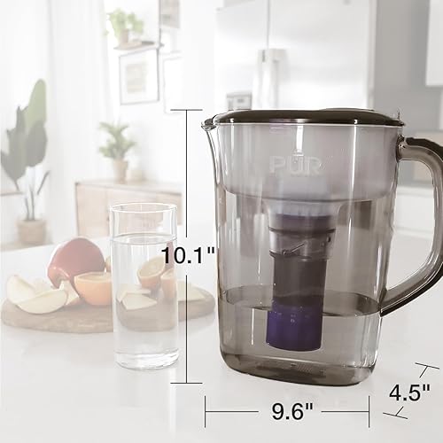 Miniatura 26 de PUR Jarra de agua de 7 tazas, 1 filtro original, limpiador, agua de gran sabor, apta para lavavajillas, potente, filtración más rápida, diseño