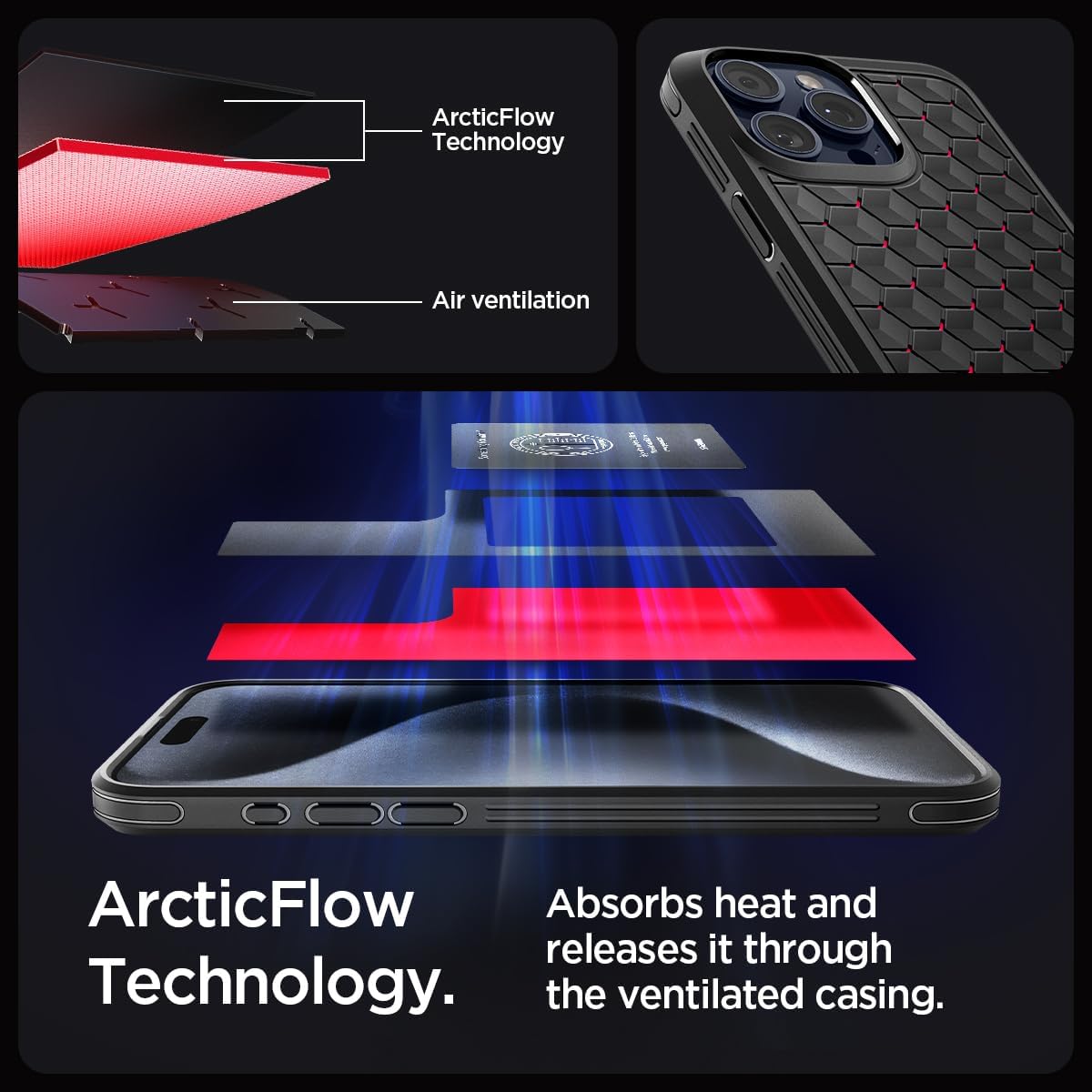 Spigen Cryo Armor Designed for iPhone 15 Pro Max Case (2023) [Military-Grade Protection] - Cryo Red