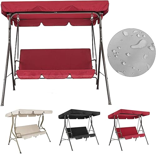 Miniatura 7 de Juego de funda para toldo de columpio de patio, cubierta superior de repuesto para columpio + funda de cojín para columpio de 3 plazas, cubierta