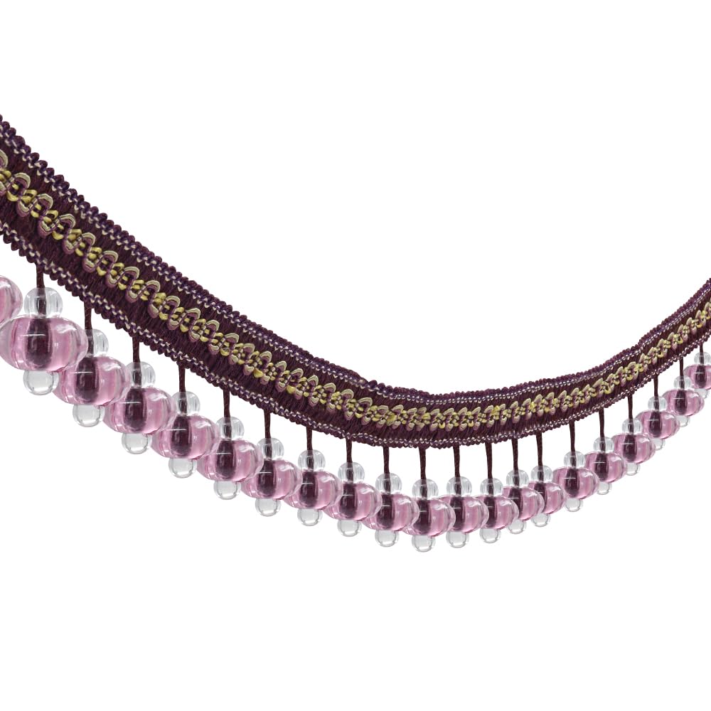 Ball Tassel Fringe Trim Beaded Tassel Fringing Trimmings Fringe Lampshades Tent Trim Sewing Trimming Upholstery Drapery 3 Yards (Purple)