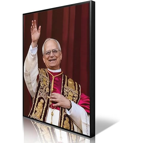 Pope Leo Xiv Canvas Wall Art, Catholic Religious Picture Poster,Pope Francis Waving Print Painting for Church Prayer Room, Christian Home Wall Decor 12x16in Unframed (Made In USA)
