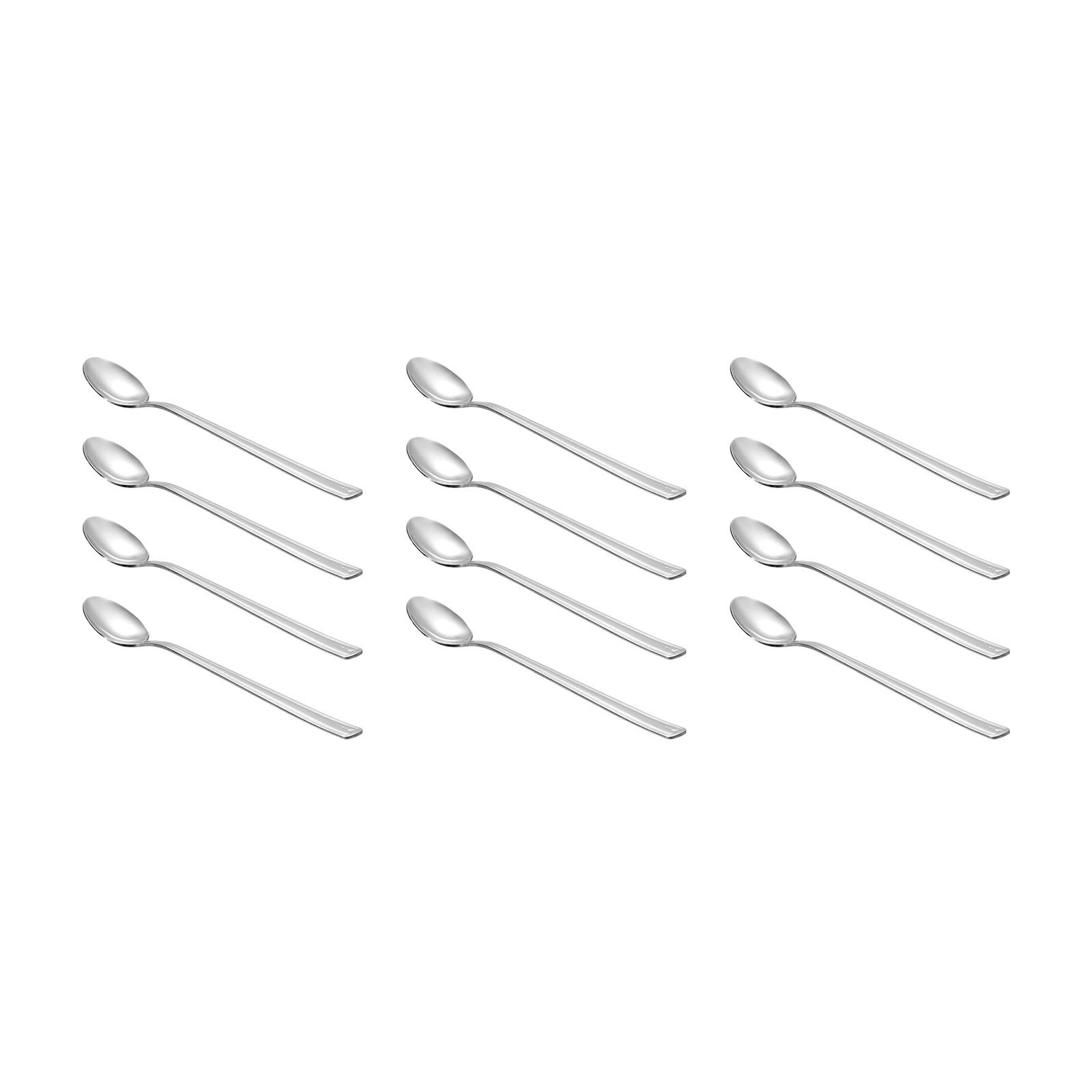 WNK Cafe Ice Tea Spoon Set - 12 Pieces,Silver