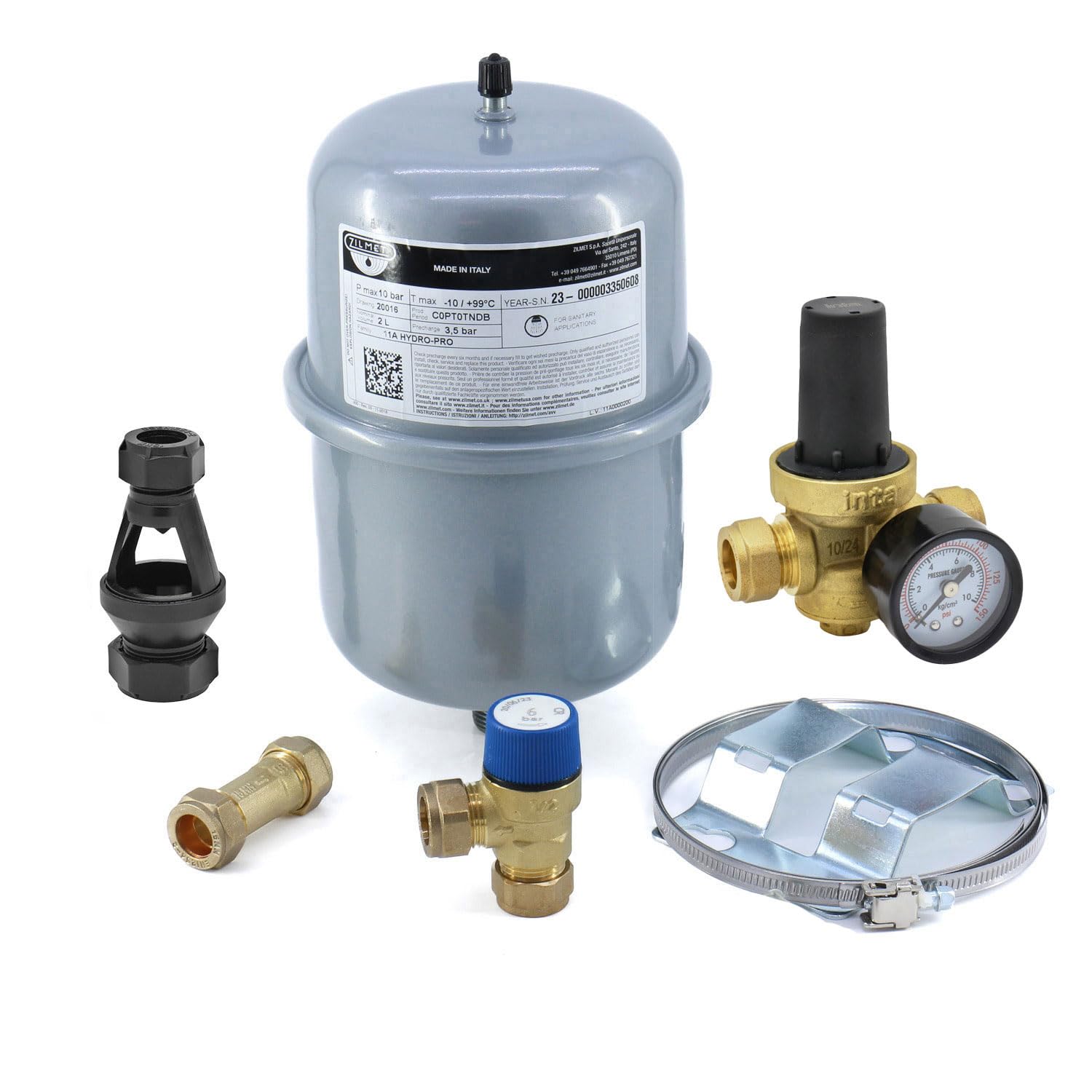 Unvented Components Europe White Varem – 2 Litre Potable Expansion Vessel Kit (Kit A B C D) And Bracket R1002823s4038000