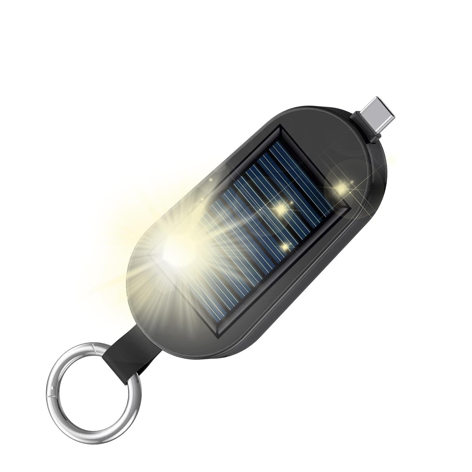 Torcia Portachiavi A LED Con Power Bank Solare 3000 MAh | Caricatore Solare Portatile Con Ricarica Wireless E Porta Type-C Per Viaggi