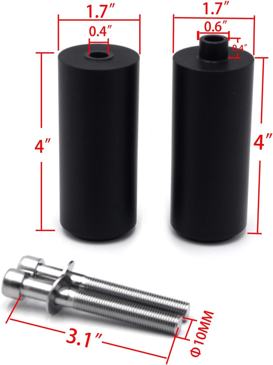 for 1996-2007 YZF 600R Thundercat No Cut Long Extended Frame Slider Black [P/N: MT219-013-BK]