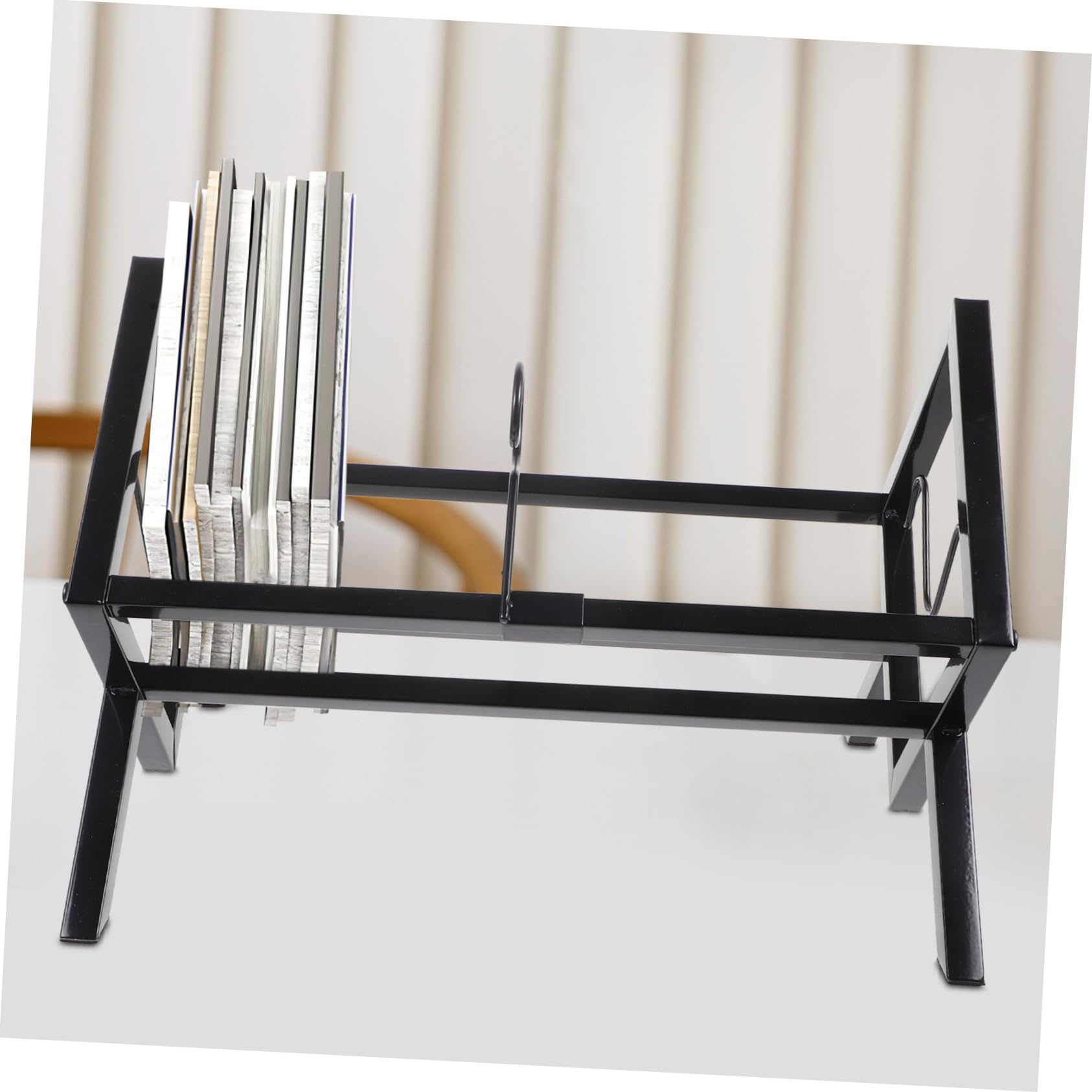 Porta Dischi Vinili da Tavolo Nero in Metallo, Grande Capacità | Espositore Desktop per Cd, Supporto Smontabile, Uso Domestico e Ufficio